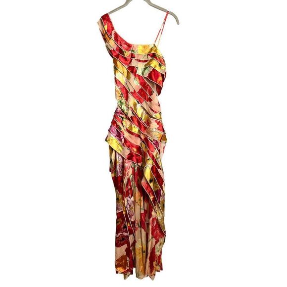 NWT Cult Gaia Whitney Gown Silk Floral Tiered Maxi Dress Size XS - Picture 7 of 13
